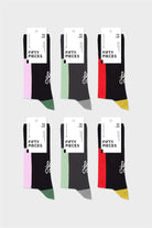 Fifty Pieces-Lila Mint Kırmızı 6'lı Kontrast Şeritli Çorap-Çorap-1-Milagron.com