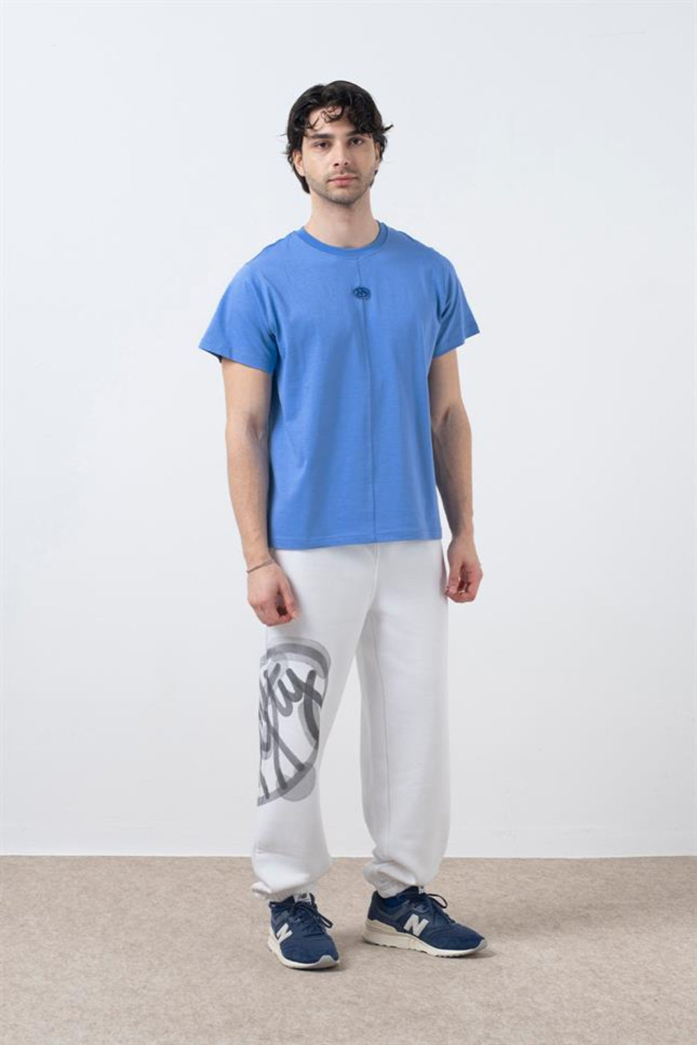 Fifty Pieces-Mavi Regular Fit Sırt Baskılı T-Shirt-T-Shirts-1-Milagron.com