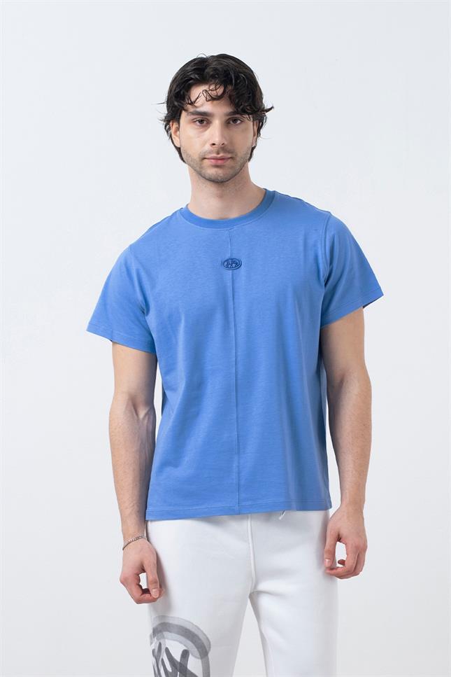Fifty Pieces-Mavi Regular Fit Sırt Baskılı T-Shirt-T-Shirts-2-Milagron.com