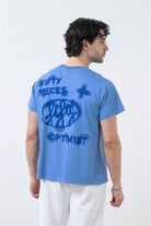Fifty Pieces-Mavi Regular Fit Sırt Baskılı T-Shirt-T-Shirts-4-Milagron.com