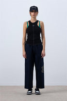 Fifty Pieces-Siyah Core Kontrast Dikişli Halter Yaka Atlet-Top-3-Milagron.com