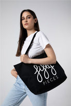 Fifty Pieces-Siyah Fifty Pieces Tote Bez Çanta-Bez Çanta-3-Milagron.com