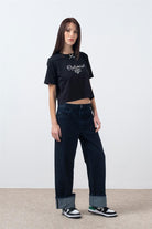 Fifty Pieces-Siyah Fiyonk Detaylı T-Shirt-T-Shirts-3-Milagron.com