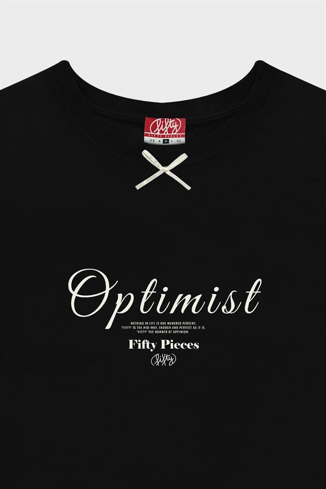 Fifty Pieces-Siyah Fiyonk Detaylı T-Shirt-T-Shirts-5-Milagron.com