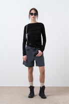 Fifty Pieces-Siyah Kapüşonlu Uzun Kollu Bluz-T-Shirts-1-Milagron.com