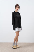 Fifty Pieces-Siyah Uzun Kollu Oversize T-Shirt-T-Shirts-3-Milagron.com