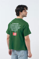 Fifty Pieces-Yeşil Düşük Omuzlu Sırt Baskılı T-Shirt-T-Shirts-4-Milagron.com