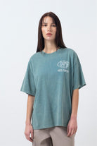 Fifty Pieces-Yeşil Oversize Asit Yıkamalı T-Shirt-T-Shirts-1-Milagron.com