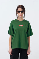 Fifty Pieces-Yeşil Oversize Sırt Baskılı T-Shirt-T-Shirts-1-Milagron.com