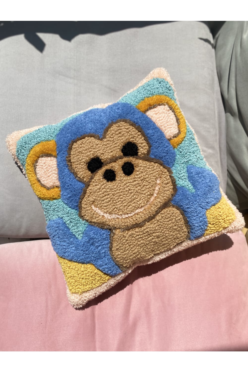 Fille á Fille Design Studio-Colorful Monkey Pillow-Kırlent-3-Milagron.com