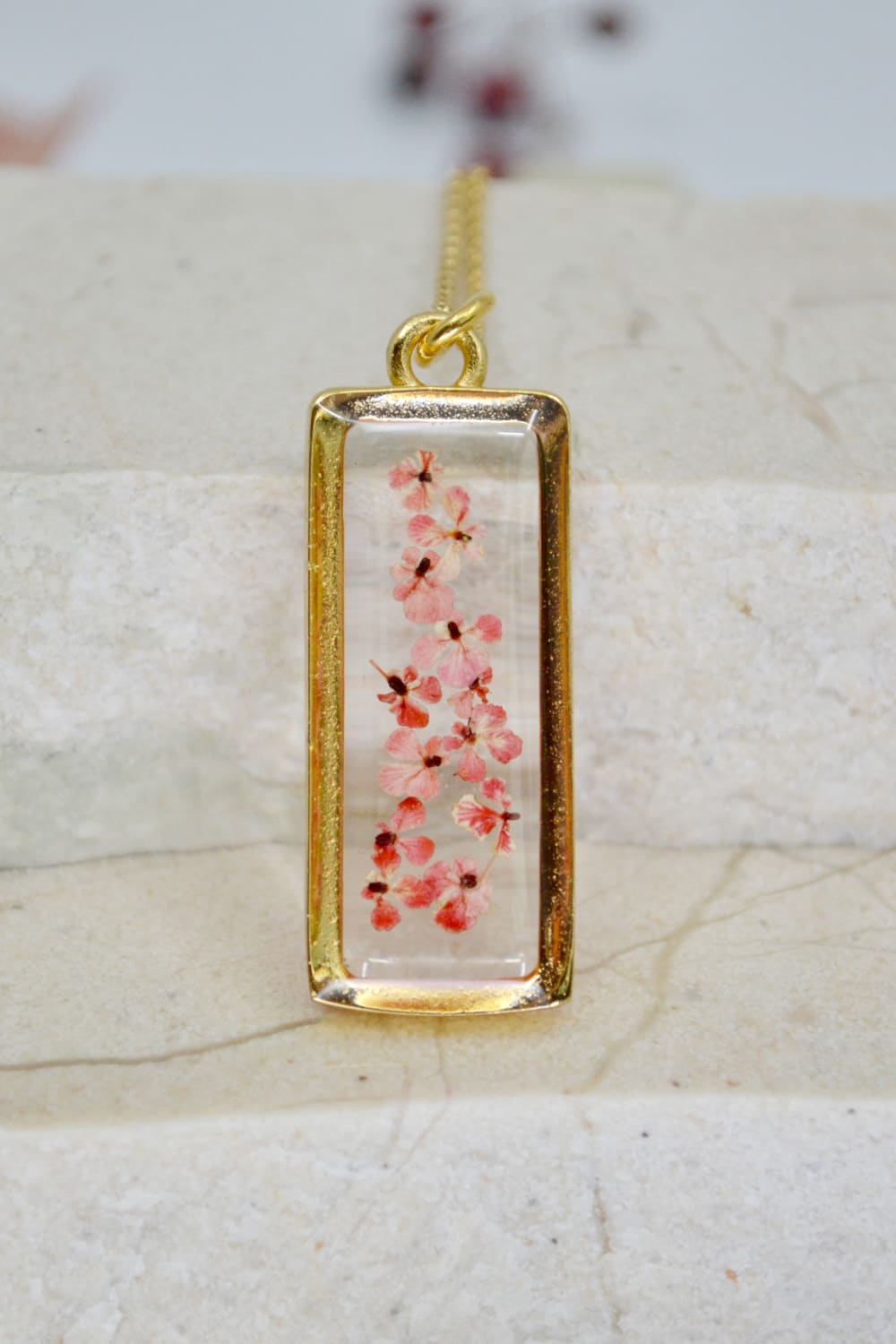 Fiorel Design-Depth Of Pink Rectangle Kolye-Kolye-1-Milagron.com