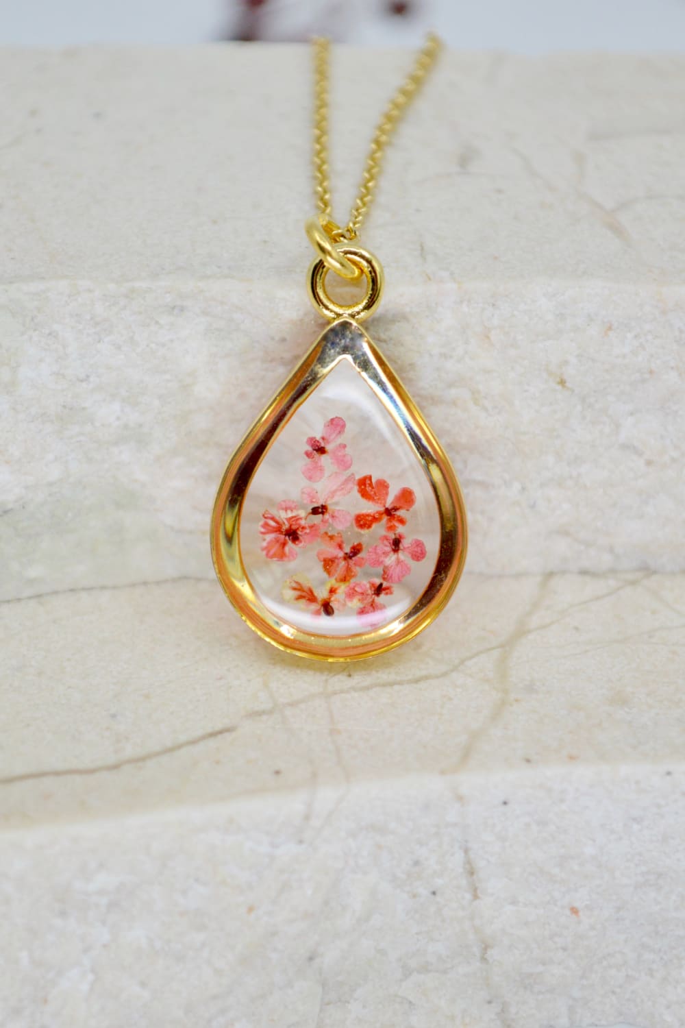 Fiorel Design-Depth Of Pink Teardrop Kolye-Kolye-1-Milagron.com