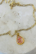 Fiorel Design-Golden Garden Teardrop - Pink-Kolye-1-Milagron.com