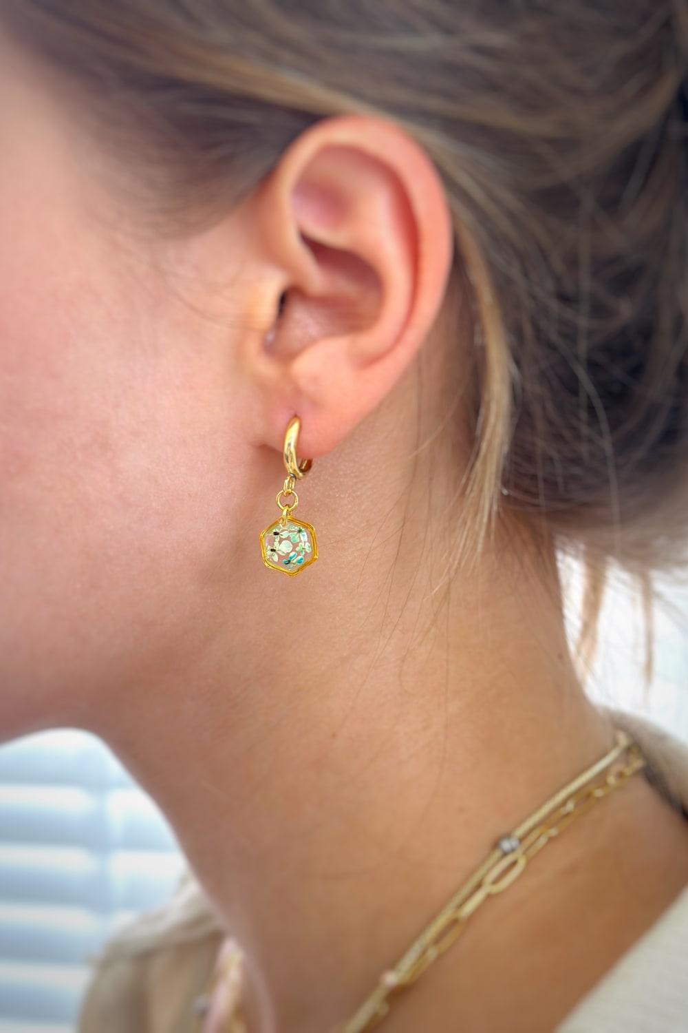 Fiorel Design-Teeny Weeny Drop Hexagon - Blue-Küpe-2-Milagron.com