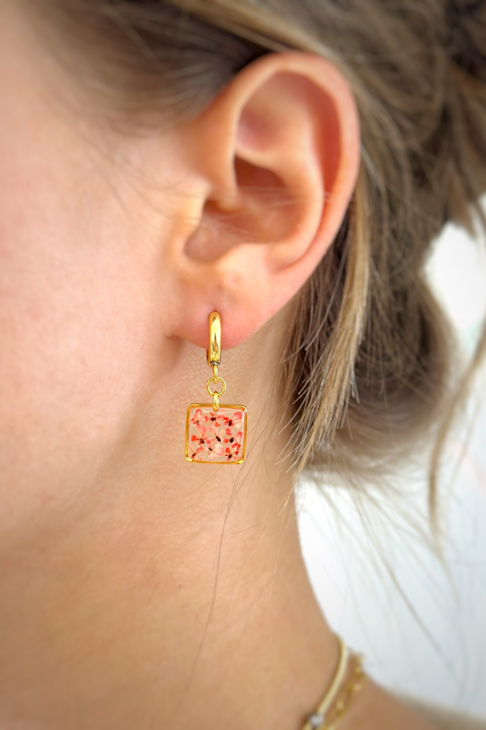 Fiorel Design-Teeny Weeny Drop Square - Pink-Küpe-2-Milagron.com