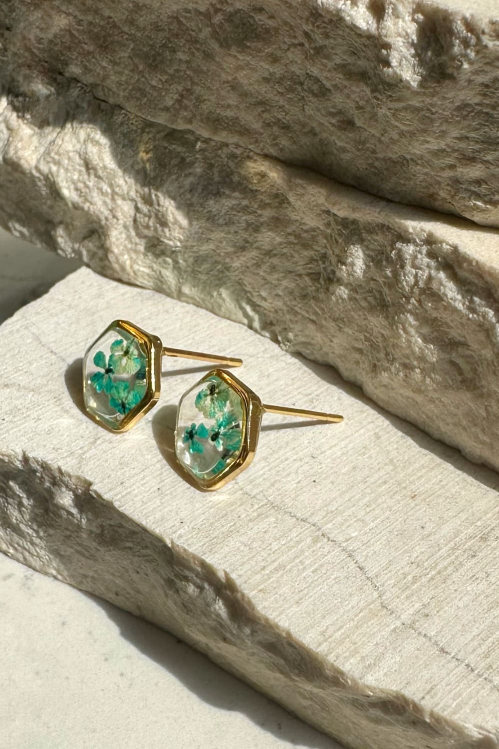 Fiorel Design-Teeny Weeny Hexagon - Blue Küpe-Küpe-1-Milagron.com