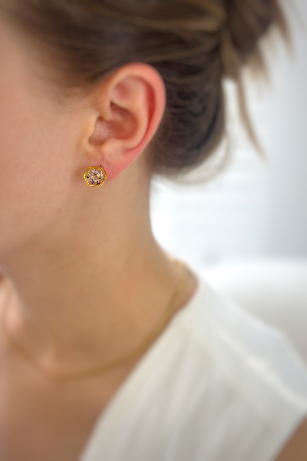 Fiorel Design-Teeny Weeny Hexagon - Lilac Küpe-Küpe-2-Milagron.com