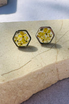 Fiorel Design-Teeny Weeny Hexagon Rhodium - Yellow-Küpe-1-Milagron.com