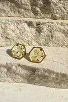 Fiorel Design-Teeny Weeny Hexagon - White Küpe-Küpe-1-Milagron.com