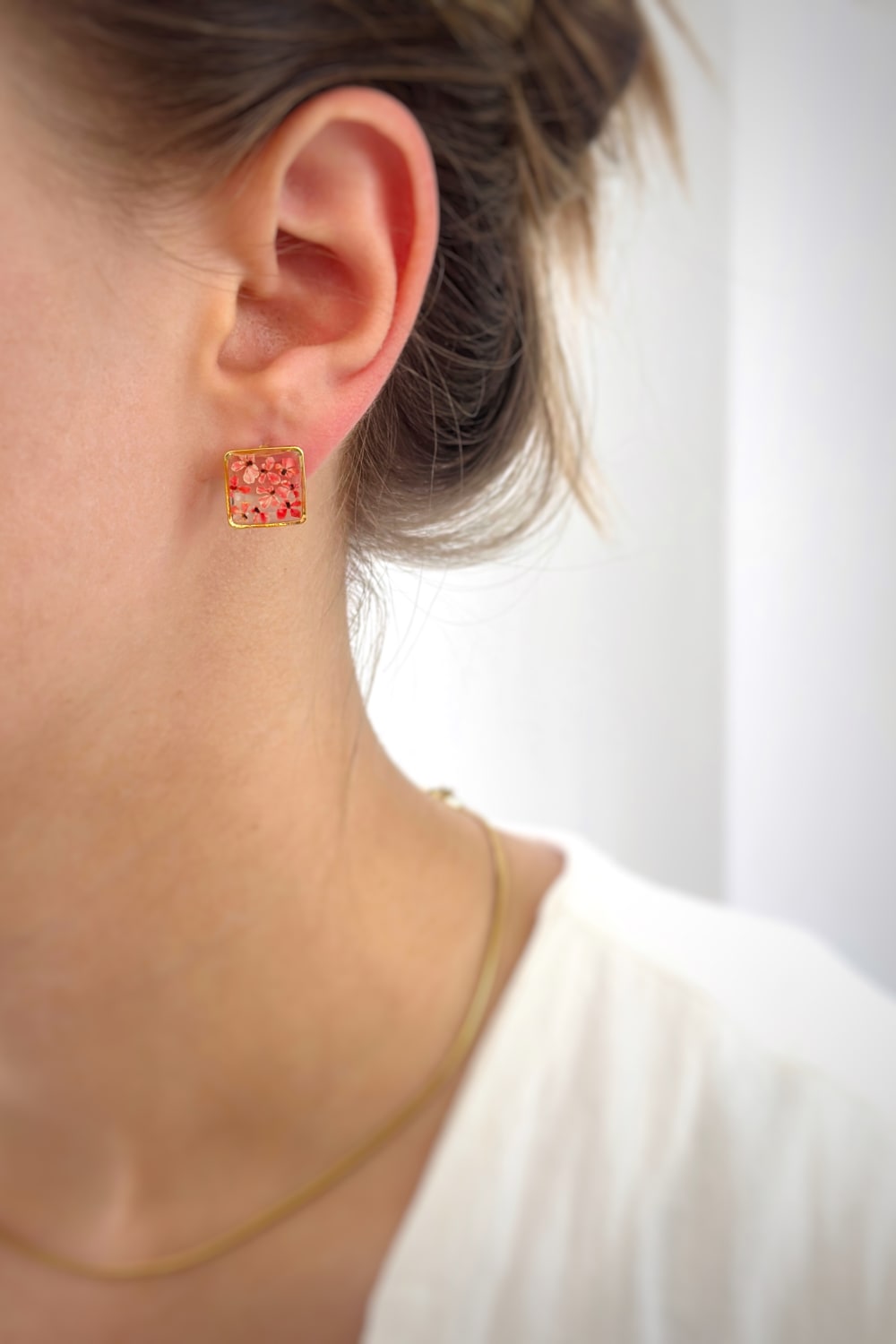 Fiorel Design-Teeny Weeny Square - Pink Küpe-Küpe-2-Milagron.com