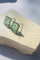 Fiorel Design-Teeny Weeny Square Rhodium - Blue-Küpe-3-Milagron.com