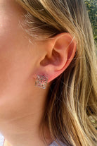 Fiorel Design-Teeny Weeny Square Rhodium - Lilac-Küpe-2-Milagron.com