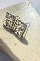 Fiorel Design-Teeny Weeny Square Rhodium - Lilac-Küpe-3-Milagron.com