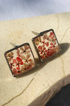 Fiorel Design-Teeny Weeny Square Rhodium - Pink-Küpe-1-Milagron.com