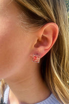 Fiorel Design-Teeny Weeny Square Rhodium - Pink-Küpe-2-Milagron.com