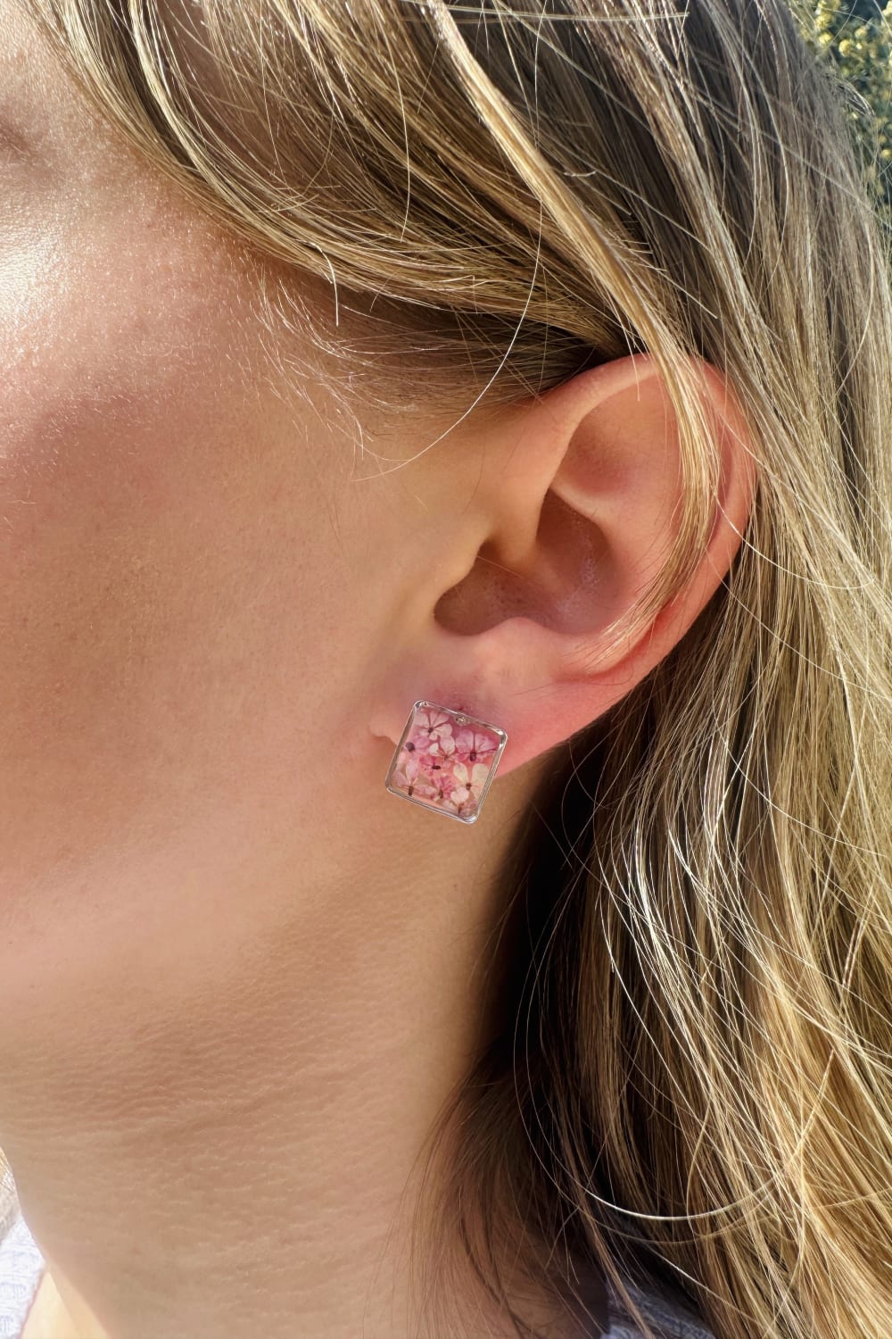 Fiorel Design-Teeny Weeny Square Rhodium - Purple-Küpe-2-Milagron.com