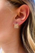 Fiorel Design-Teeny Weeny Square Rhodium - White-Küpe-2-Milagron.com