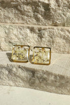 Fiorel Design-Teeny Weeny Square - White Küpe-Küpe-1-Milagron.com