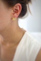 Fiorel Design-Teeny Weeny Square - White Küpe-Küpe-2-Milagron.com