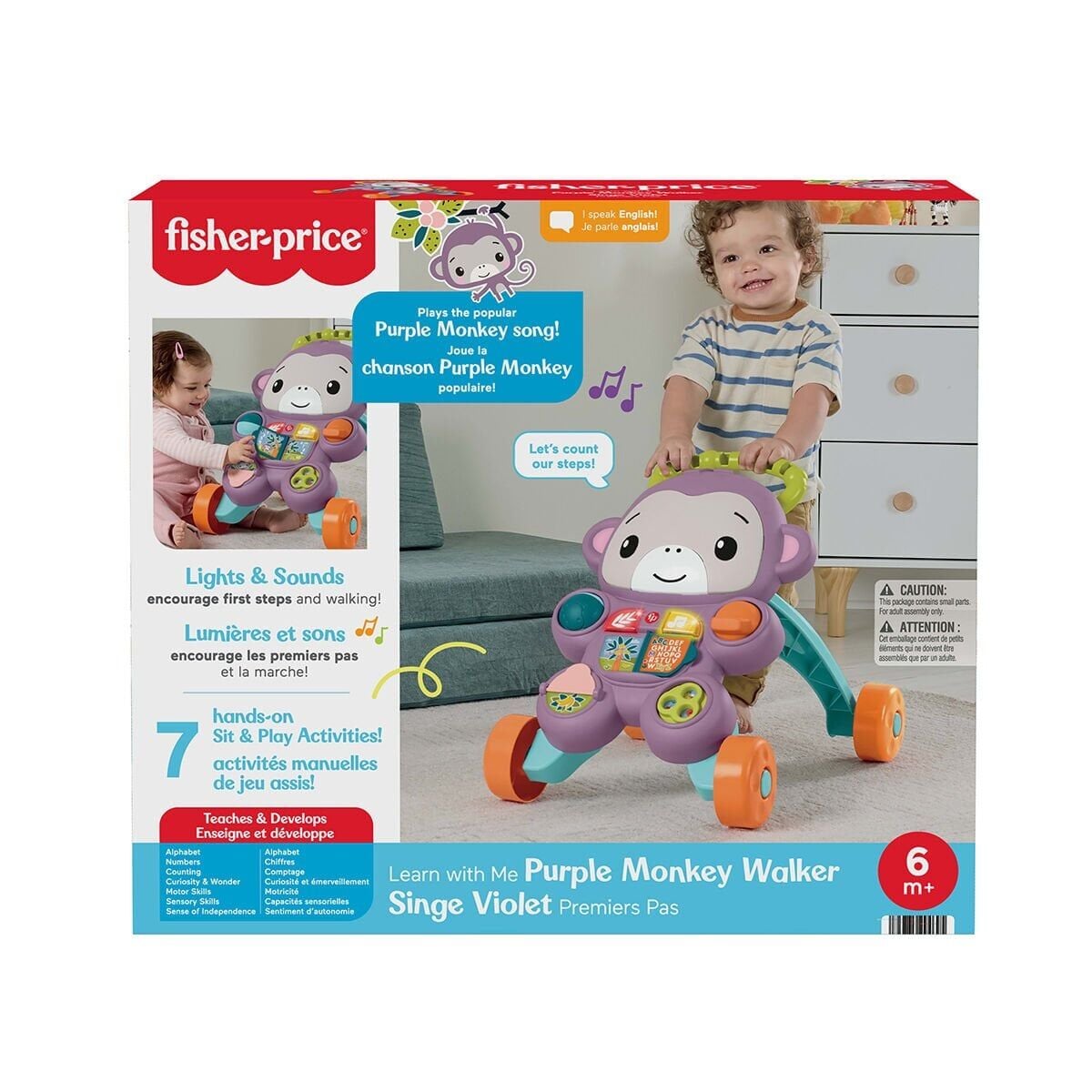Jgw94 Fisher-Price Benimle Öğren Mor Maymun Yürüteç
