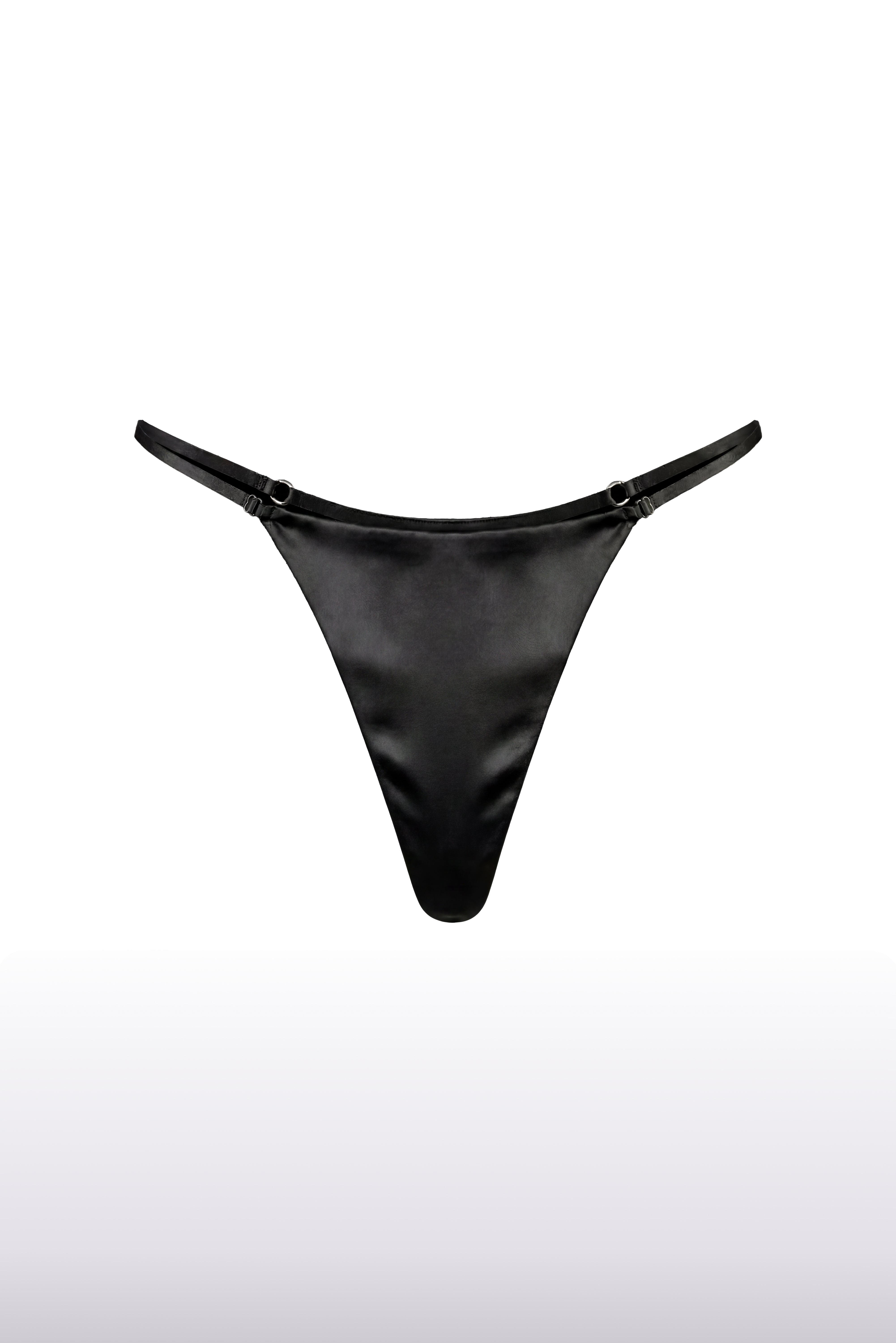 Silk Triangle Thong Black