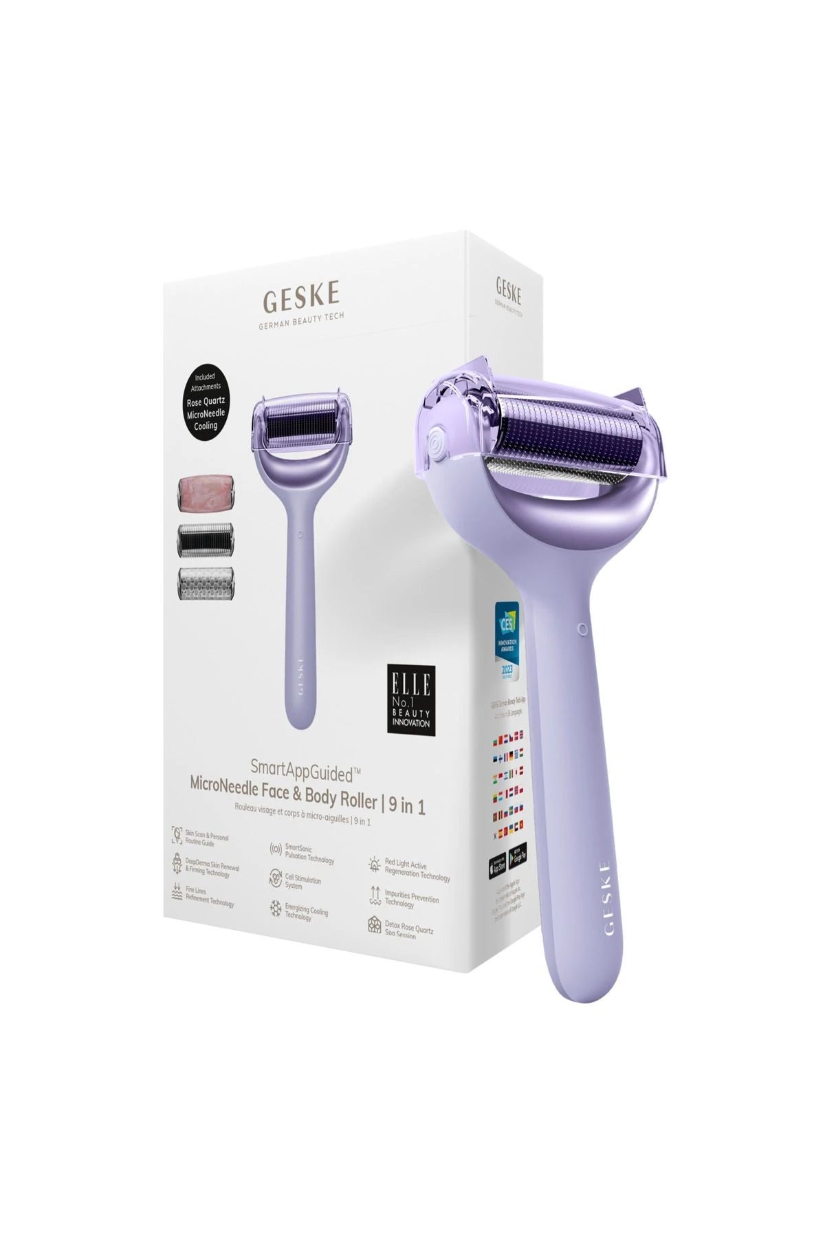 Geske-Mikro İğneli, Buz Başlığı, Pembe Kuvars Başlıklı Dermaroller | Micro Needle Face & Body Roller-Cilt Bakım Aletleri-18-Milagron.com