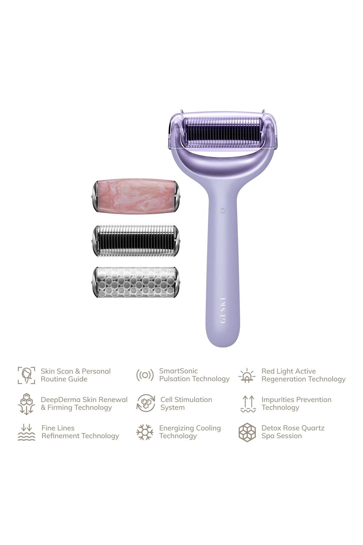 Geske-Mikro İğneli, Buz Başlığı, Pembe Kuvars Başlıklı Dermaroller | Micro Needle Face & Body Roller-Cilt Bakım Aletleri-19-Milagron.com