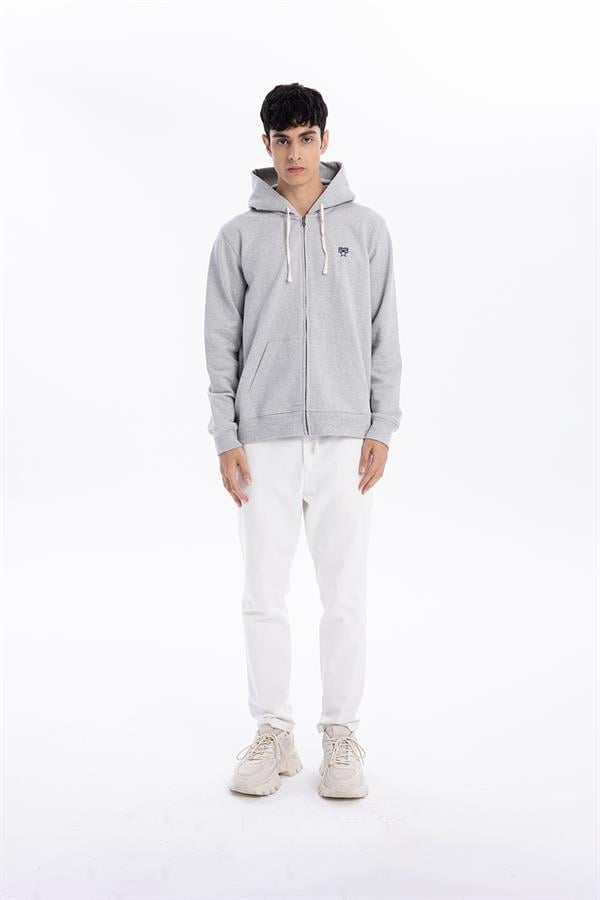 GMG Firenze-%100 Pamuk Kapüşonlu Göğsü Nakışlı Fermuarlı Erkek Sweatshirt-SWEATSHIRT-1-Milagron.com