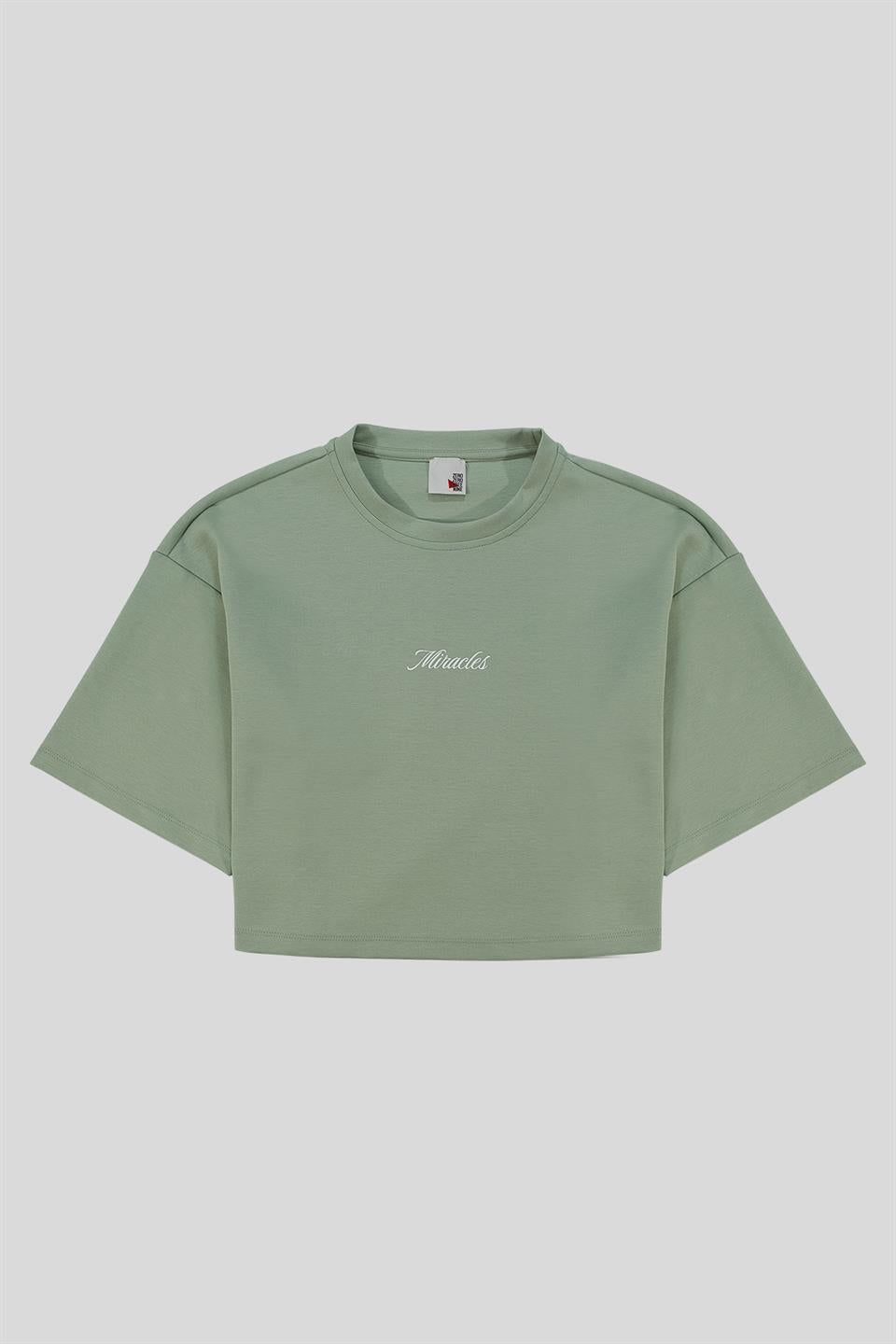Arka Baskı Detaylı Kadın Crop T-Shirt