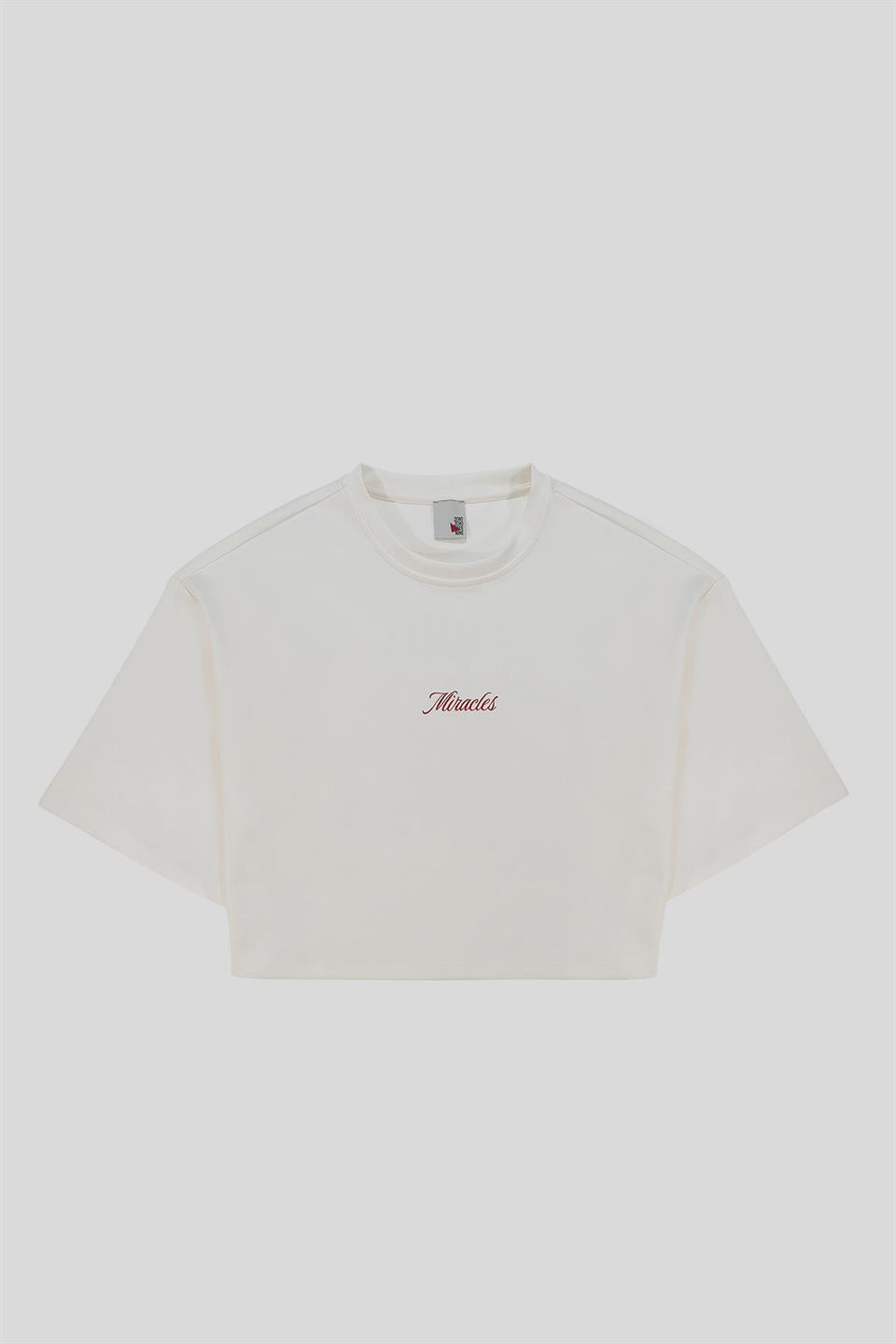 Arka Baskı Detaylı Kadın Crop T-Shirt