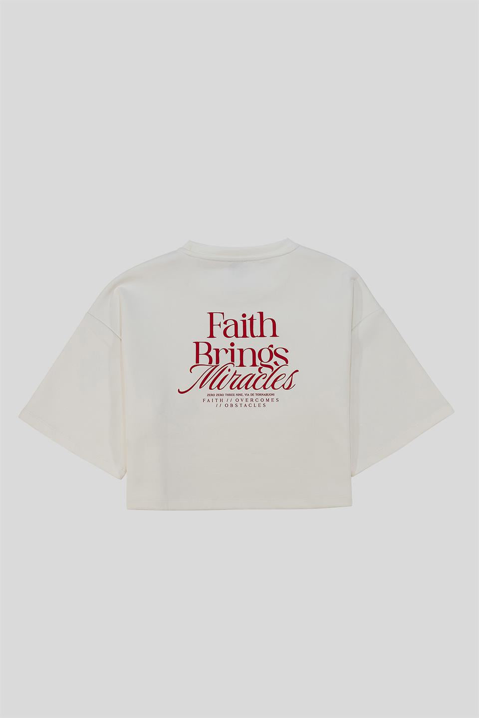 Arka Baskı Detaylı Kadın Crop T-Shirt