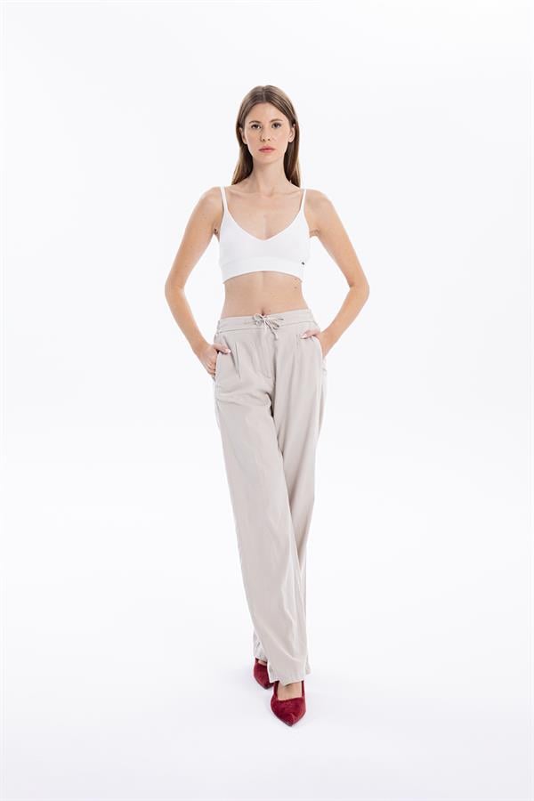 GMG Firenze-Bağcıklı Bol Paça Cepli Kadın Dokuma Pantolon-//Özel Fi̇yatlar-2-Milagron.com