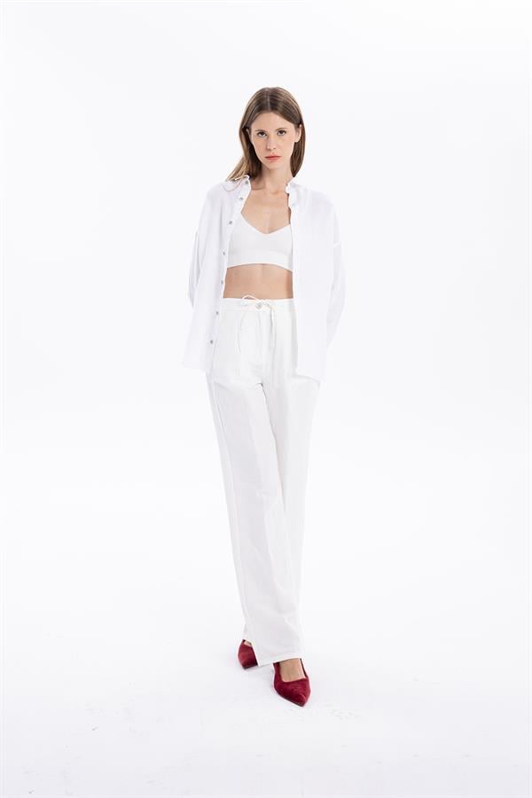 GMG Firenze-Bağcıklı Cep Detaylı Oversize Kadın Dokuma Pantolon-//Özel Fi̇yatlar-10-Milagron.com