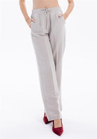 GMG Firenze-Bağcıklı Cep Detaylı Oversize Kadın Dokuma Pantolon-//Özel Fi̇yatlar-2-Milagron.com