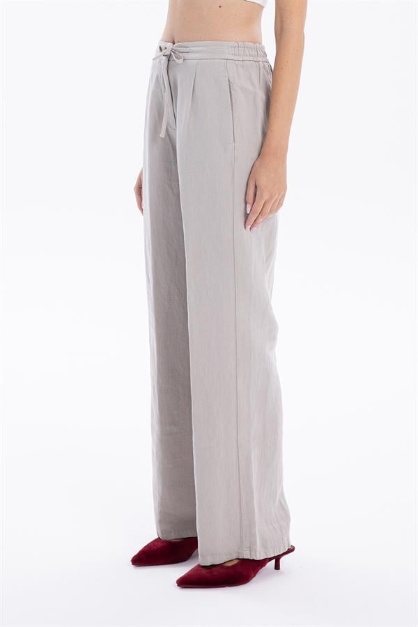 GMG Firenze-Bağcıklı Cep Detaylı Oversize Kadın Dokuma Pantolon-//Özel Fi̇yatlar-4-Milagron.com
