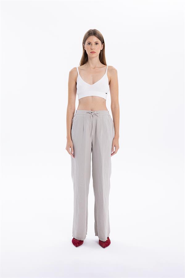 GMG Firenze-Bağcıklı Cep Detaylı Oversize Kadın Dokuma Pantolon-//Özel Fi̇yatlar-6-Milagron.com