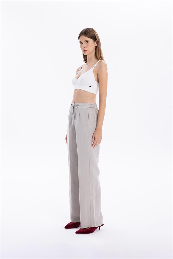 GMG Firenze-Bağcıklı Cep Detaylı Oversize Kadın Dokuma Pantolon-//Özel Fi̇yatlar-7-Milagron.com