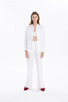 GMG Firenze-Bağcıklı Cep Detaylı Oversize Kadın Dokuma Pantolon-//Özel Fi̇yatlar-8-Milagron.com