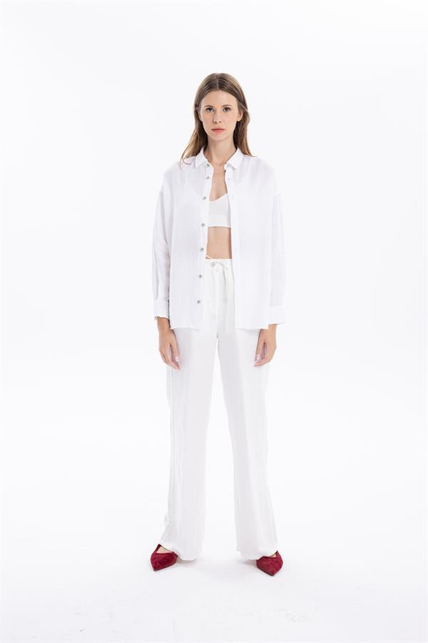 GMG Firenze-Bağcıklı Cep Detaylı Oversize Kadın Dokuma Pantolon-//Özel Fi̇yatlar-8-Milagron.com