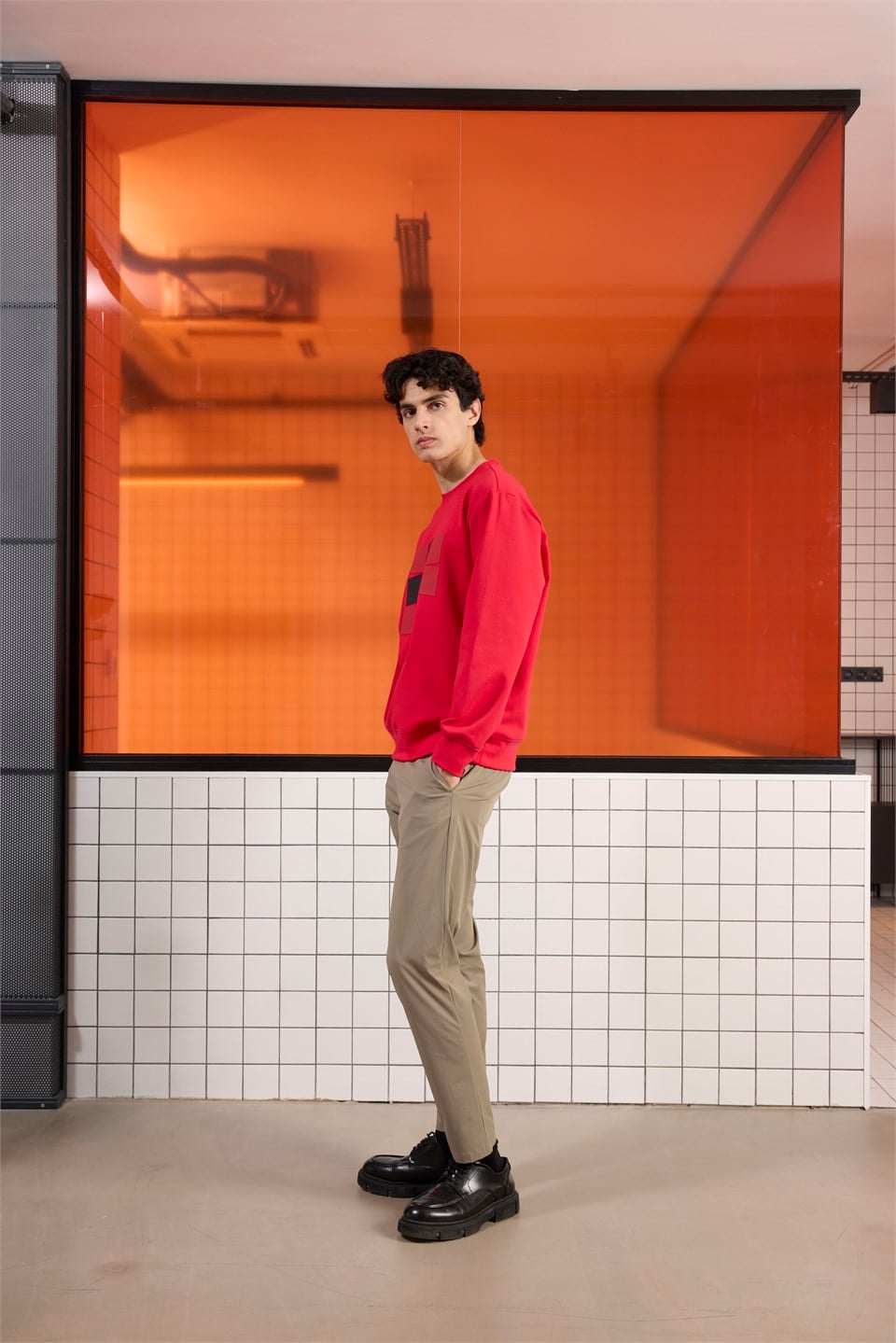 GMG Firenze-Bisiklet Yaka Baskılı Regular Fit Erkek Sweatshirt-Sweatshirts & Hoodies-3-Milagron.com